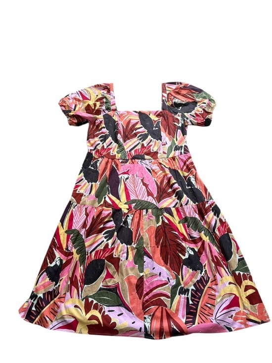 Crystal Sky Dresses & Skirts - Crystal Sky multicolor
 Leaf print puff sleeve midi tiered dress size 3X